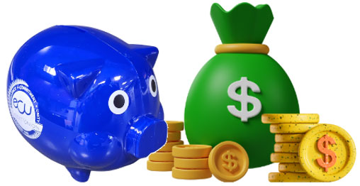 piggy bank and coins